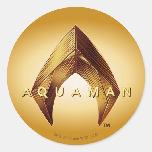 Aquaman | Golden Aquaman Logo Ronde Sticker (Voorkant)