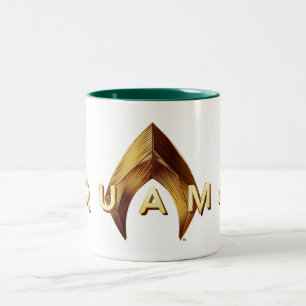 Aquaman   Golden Aquaman Logo Tweekleurige Koffiemok