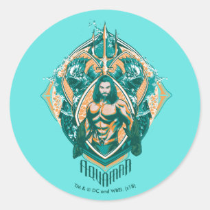 Aquaman   Grafisch Aquaman & Trenchers Ronde Sticker
