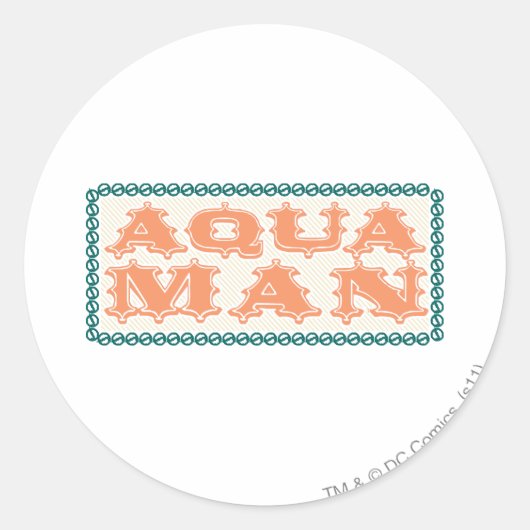 Aquaman Het is Showtime. Brieven Ronde Sticker (Voorkant)