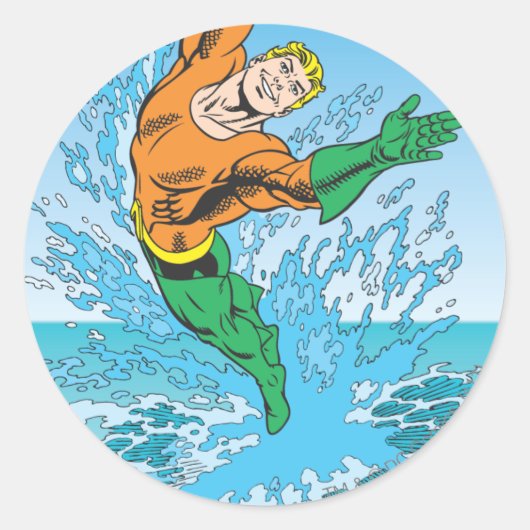 Aquaman Jpomp uit Zee Ronde Sticker (Voorkant)