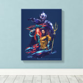 Aquaman | King Orm Versus Mera & Aquaman Canvas Afdruk (Insitu (Houten vloer))