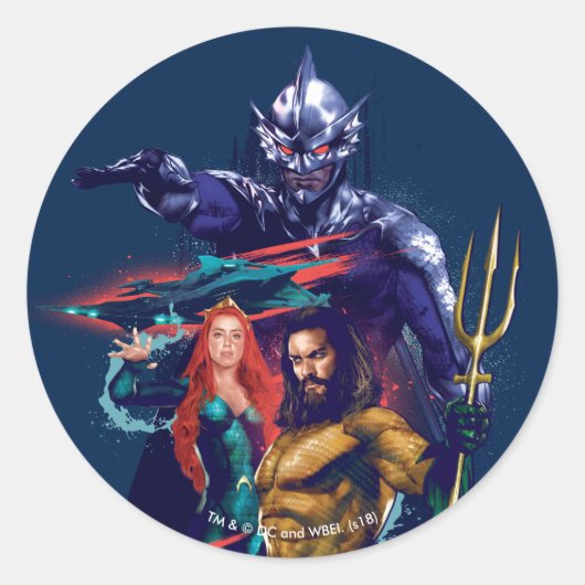 Aquaman | King Orm Versus Mera & Aquaman Ronde Sticker (Voorkant)
