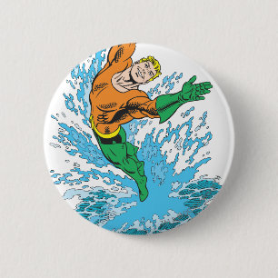 Aquaman Leaps in Wave Ronde Button 5,7 Cm