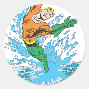 Aquaman Leaps in Wave Ronde Sticker