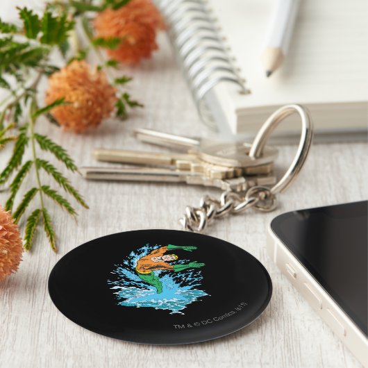 Aquaman Leaps in Wave Sleutelhanger (Zijkant)