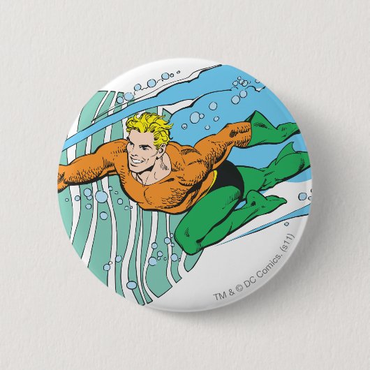 Aquaman Leaps Links Ronde Button 5,7 Cm (Voorkant)