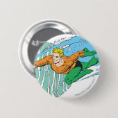 Aquaman Leaps Links Ronde Button 5,7 Cm (Voorkant /achterkant)
