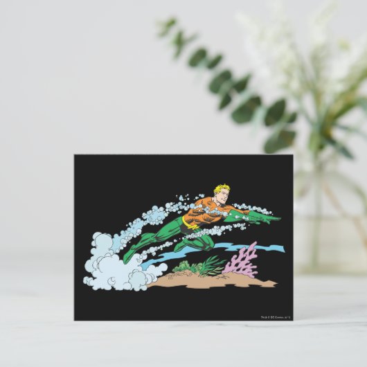 Aquaman leaps over koraal briefkaart (Staand voorkant)