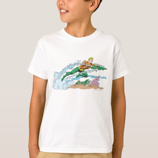 Aquaman leaps over koraal t-shirt (Voorkant)