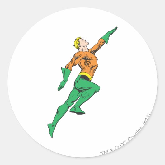 Aquaman leaps up ronde sticker (Voorkant)
