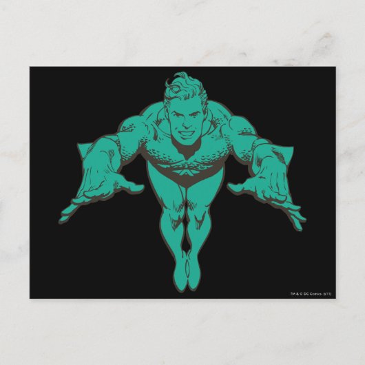 Aquaman Lunging Forward - Blauwgroen Briefkaart (Voorkant)