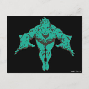 Aquaman Lunging Forward - Blauwgroen Briefkaart