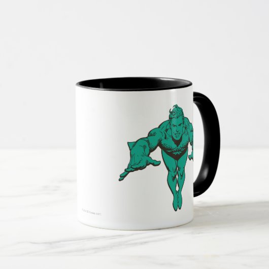 Aquaman Lunging Forward - Blauwgroen Mok (Voorkant rechts)