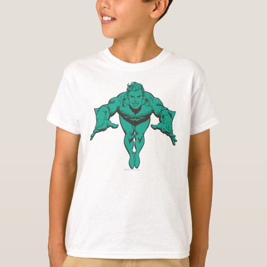 Aquaman Lunging Forward - Blauwgroen T-shirt (Voorkant)