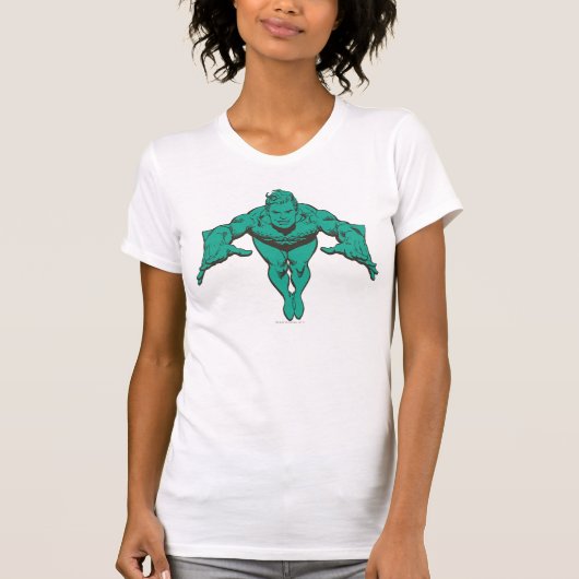 Aquaman Lunging Forward - Blauwgroen T-shirt (Voorkant)