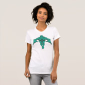 Aquaman Lunging Forward - Blauwgroen T-shirt (Voorkant volledig)