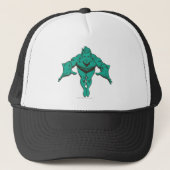 Aquaman Lunging Forward - Blauwgroen Trucker Pet (Voorkant)