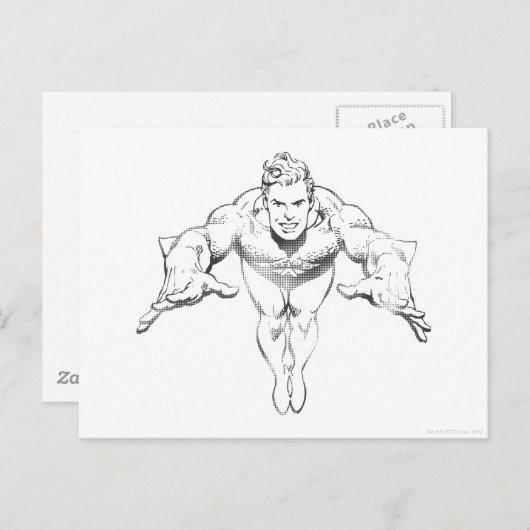 Aquaman Lunging Forward BW Briefkaart (Voorkant / Achterkant)