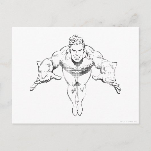 Aquaman Lunging Forward BW Briefkaart (Voorkant)