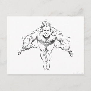 Aquaman Lunging Forward BW Briefkaart