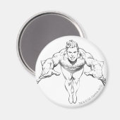 Aquaman Lunging Forward BW Magneet (Voorkant / Achterkant)