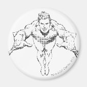 Aquaman Lunging Forward BW Magneet (Voorkant)