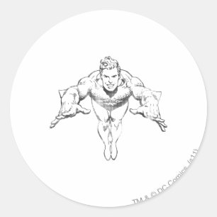 Aquaman Lunging Forward BW Ronde Sticker