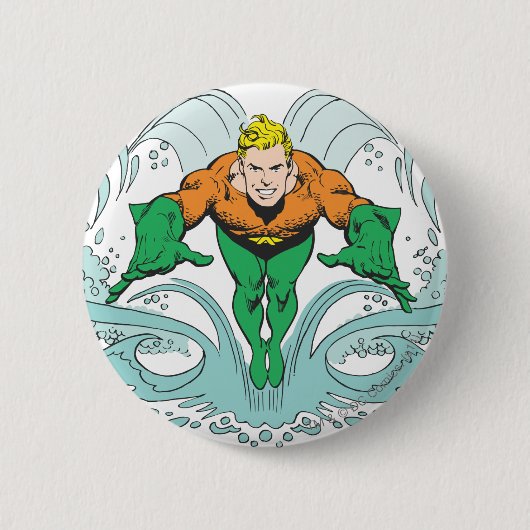Aquaman Lunging Forward Ronde Button 5,7 Cm (Voorkant)