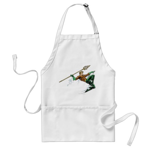 Aquaman Lunging met Spear Standaard Schort (Voorkant)