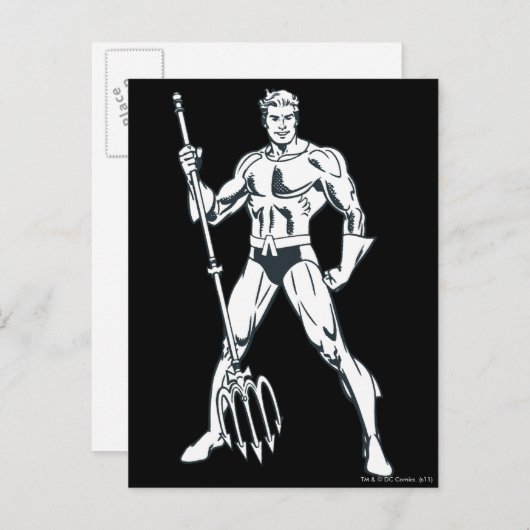 Aquaman met Pitchfork BW Briefkaart (Voorkant / Achterkant)