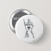 Aquaman met Pitchfork BW Ronde Button 5,7 Cm (Voorkant /achterkant)