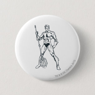 Aquaman met Pitchfork BW Ronde Button 5,7 Cm
