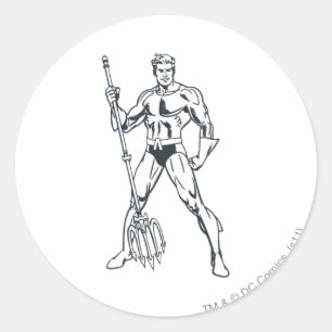 Aquaman met Pitchfork BW Ronde Sticker