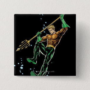 Aquaman met Spear Vierkante Button 5,1 Cm