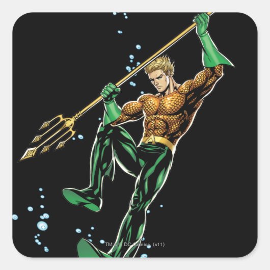 Aquaman met Spear Vierkante Sticker (Voorkant)