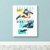 Aquaman | Modernist Aquaman & Black Manta Graphic Canvas Afdruk (Insitu (Houten vloer))