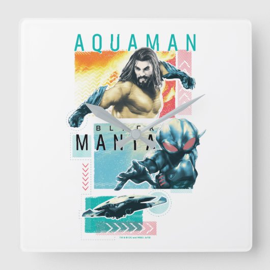 Aquaman | Modernist Aquaman & Black Manta Graphic Vierkante Klok (Voorkant)
