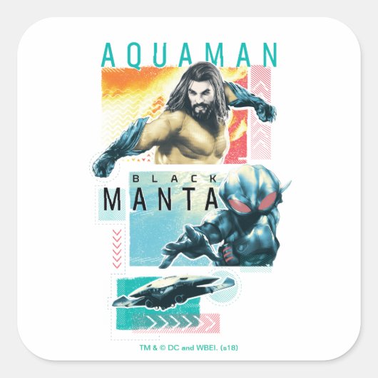 Aquaman | Modernist Aquaman & Black Manta Graphic Vierkante Sticker (Voorkant)