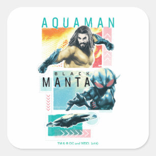 Aquaman Modernist Aquaman & Black Manta Graphic Vierkante Sticker