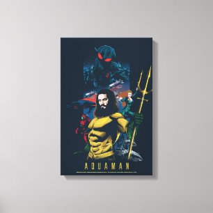 Aquaman   Orin, Mera en Black Manta Graphic Canvas Afdruk