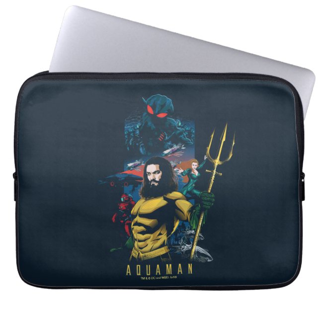 Aquaman | Orin, Mera en Black Manta Graphic Laptop Sleeve (Voorkant)