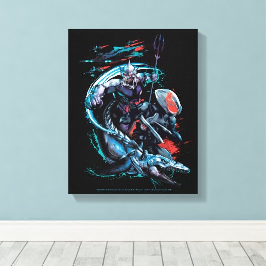 Aquaman | Orm, Zwarte Manta, Tylosaur en Ships Canvas Afdruk (Insitu (Houten vloer))