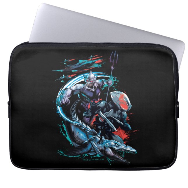 Aquaman | Orm, Zwarte Manta, Tylosaur en Ships Laptop Sleeve (Voorkant)