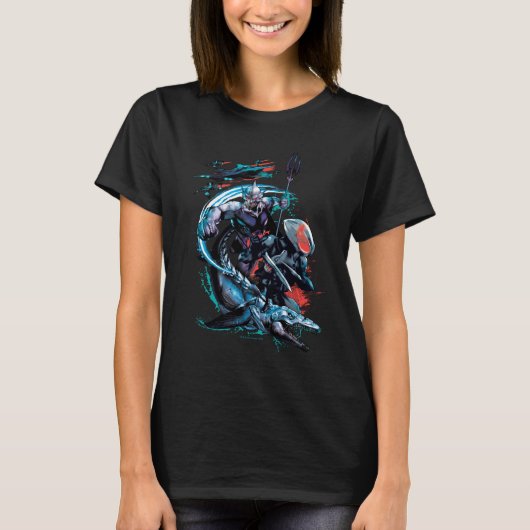 Aquaman | Orm, Zwarte Manta, Tylosaur en Ships T-shirt (Voorkant)