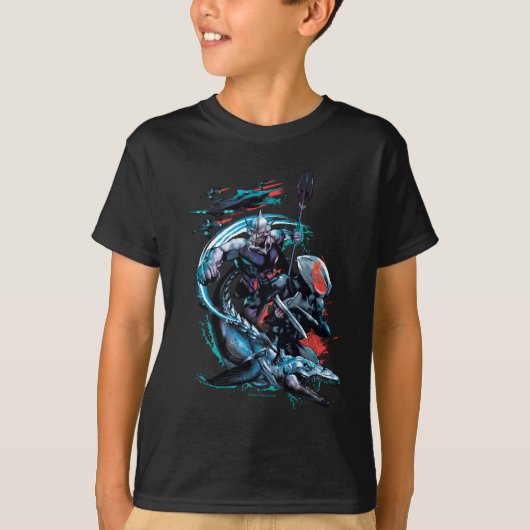 Aquaman | Orm, Zwarte Manta, Tylosaur en Ships T-shirt (Voorkant)