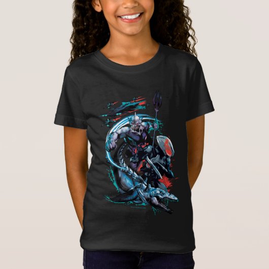 Aquaman | Orm, Zwarte Manta, Tylosaur en Ships T-shirt (Voorkant)