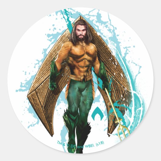 Aquaman | Prince Orin with Aquaman Logo Ronde Sticker (Voorkant)
