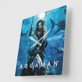 Aquaman | Prince Orin with Aquatic Animals Vierkante Klok (Hoek)