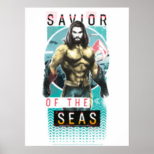Aquaman   "Redder van de Zeeen" Modernist grafisch Poster
